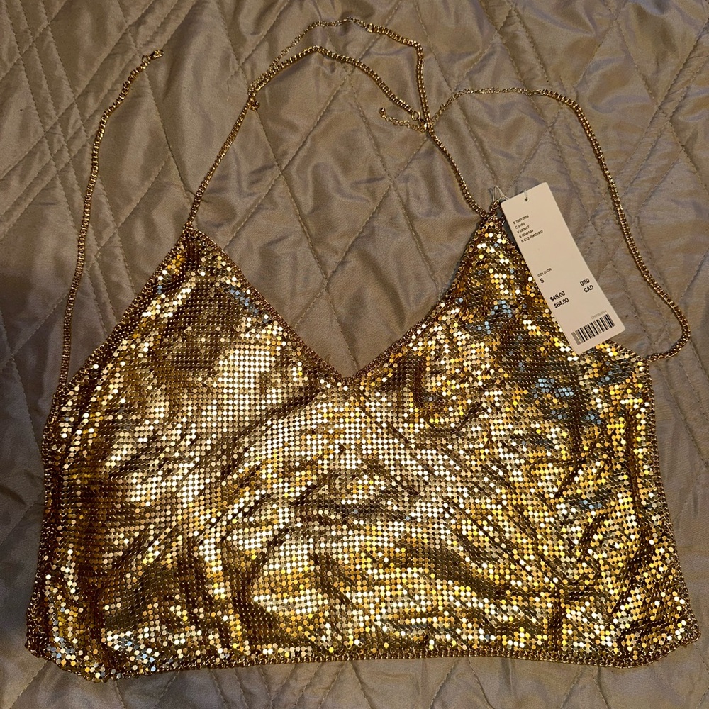 Metallic gold party top